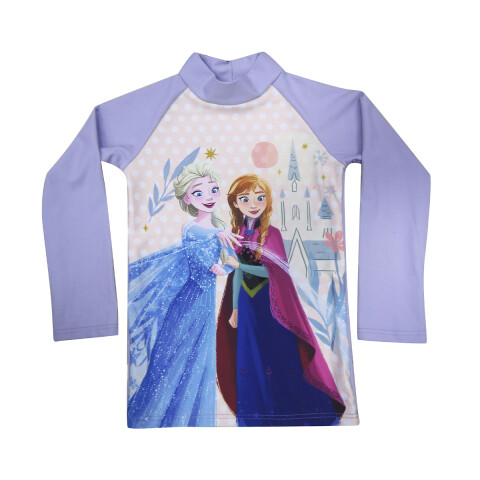 Remera UV Malla Infantil Frozen Varios Talles LILA CLARO