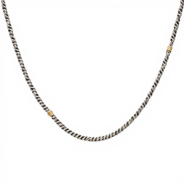 Cadena Tourbillon-Plata y Oro-Sin Piedra-CD5072 sinpiedra