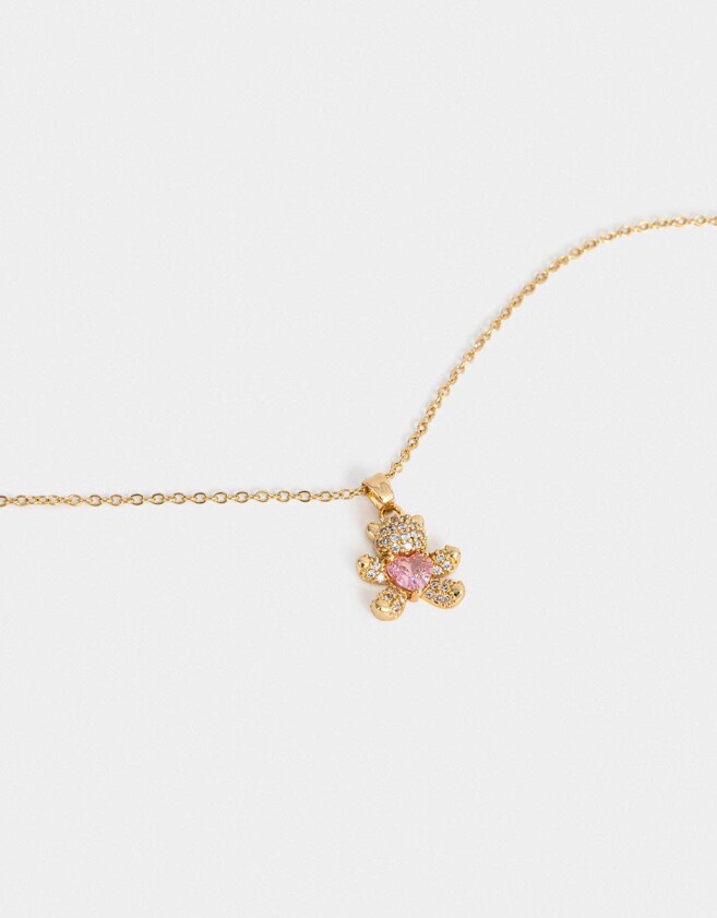 Cadena Corta con Dije Packaging especial Collar De Oso Con Strass - Dorado