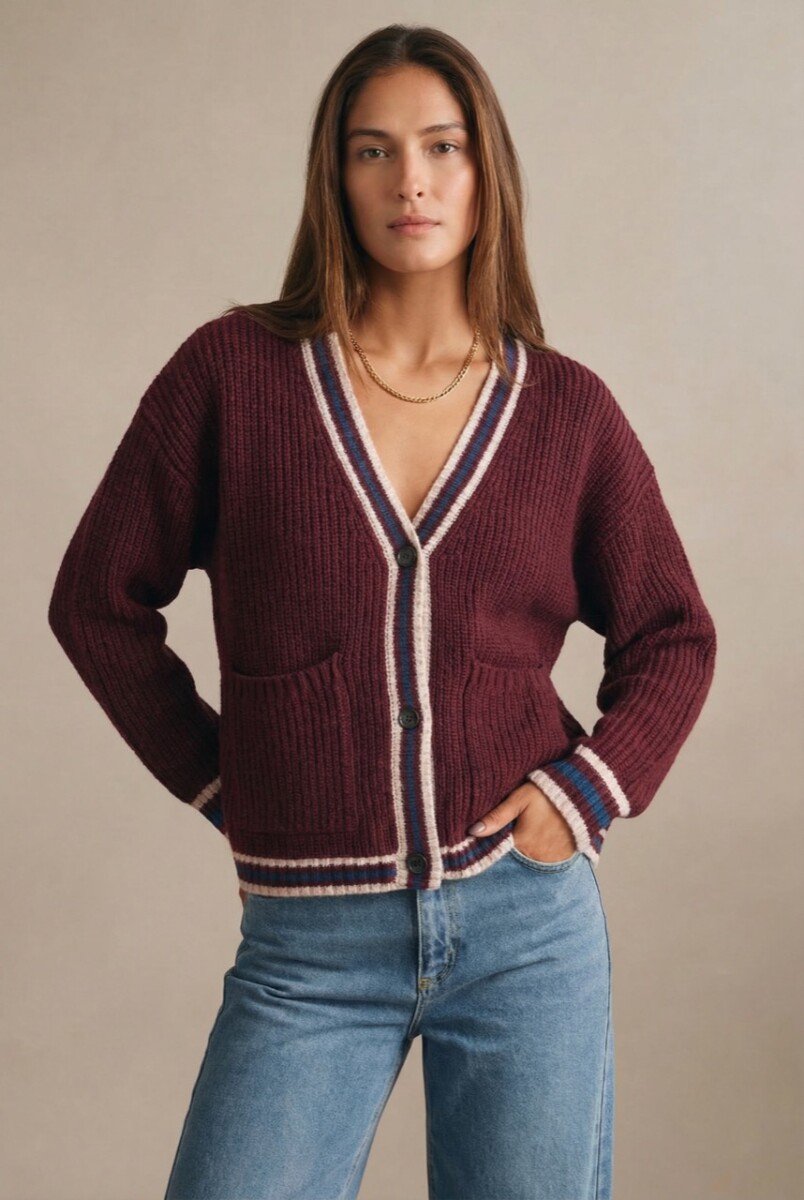Cardigan Lana Multi - Rojo 