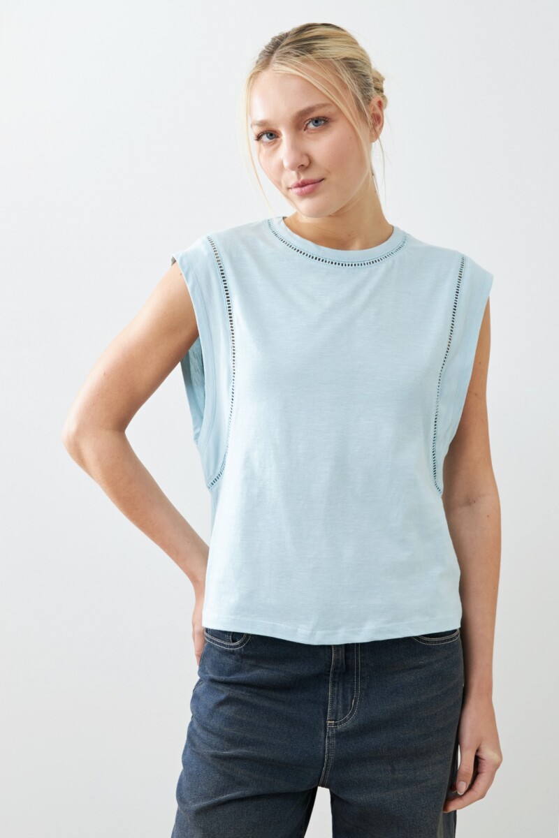Musculosa con vainillas verde agua