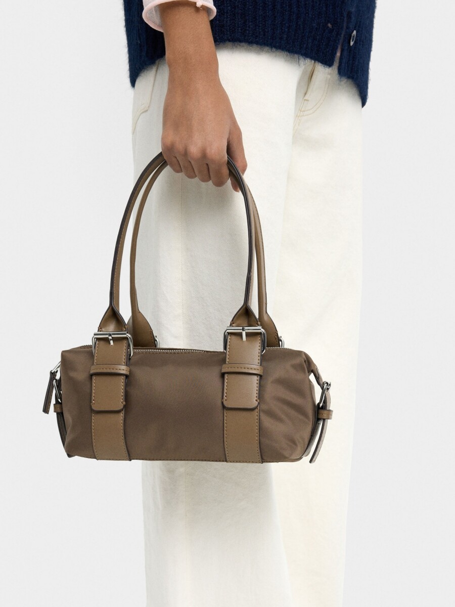 Bolso De Hombro Con Hebillas taupe