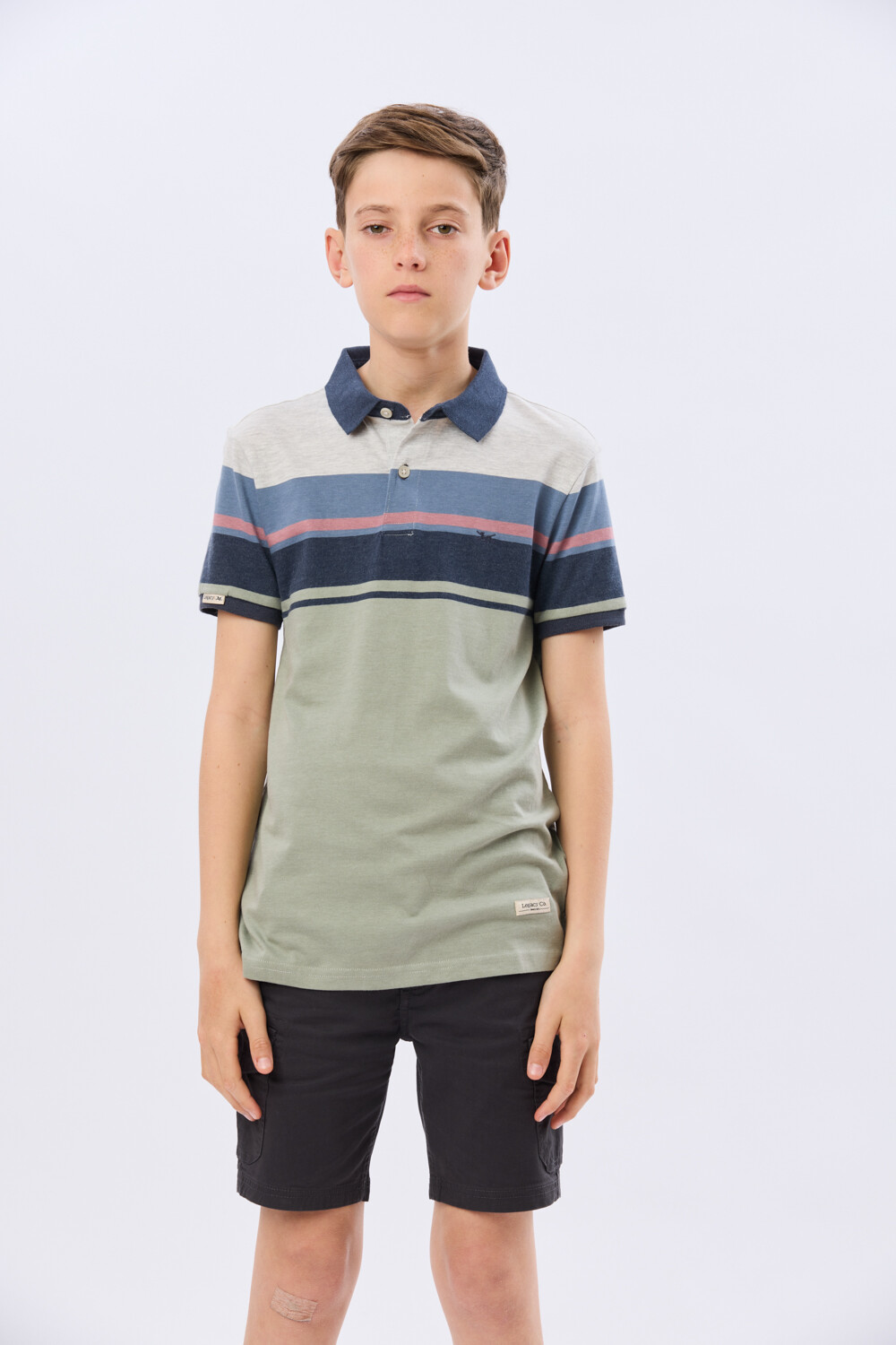 REMERA POLO RAYADA DE ALGODÓN Verde