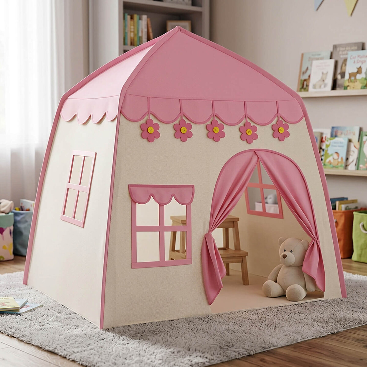 Carpa Casita Para Niños Chicos Casa Ventana Tipi Desarmable IMBACK Color Rosa 