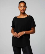 Polo Manga Corta Oversized Mujer Black