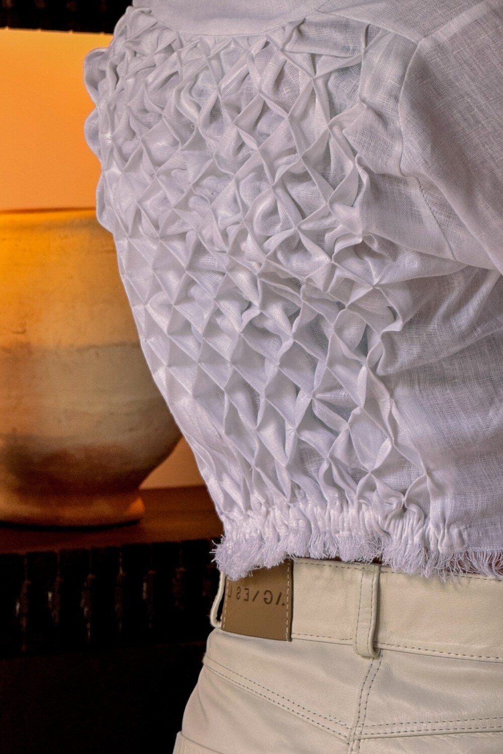 Smock Shirt Lino Blanco