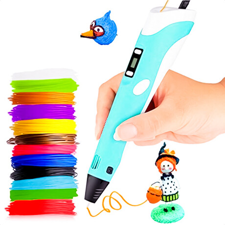 Lápiz Impresora 3d + 20 Filamentos Marcador Lapicera Azul