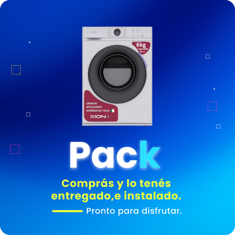 Pack Lavarropas Xion 6kg carga frontal Blanco XI-LAV60F + Instalación Pack Lavarropas Xion 6kg carga frontal Blanco XI-LAV60F + Instalación