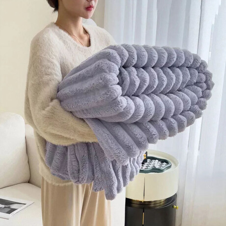 Manta Frazada Polar 1 Plaza Acanalada Suave Cálida Cama Sofá Lila