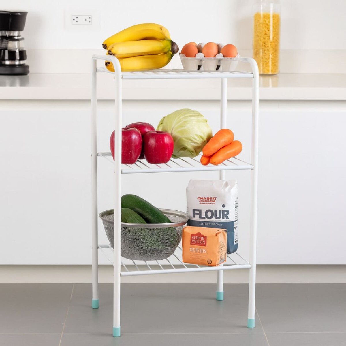 ESTANTE MULTIUSO DE ACERO 3 PISOS 35X31X86CM - Blanco 