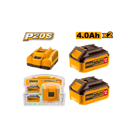 Set de 2 baterías 20V-4A + cargador p/sistema P20S ING0233