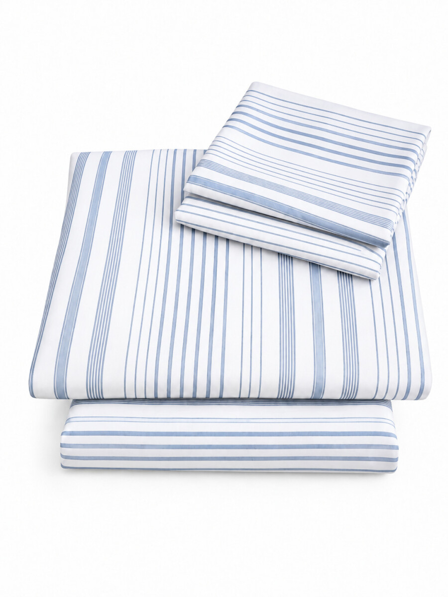 JUEGO SABANAS ESTAMPADA 2 PLAZAS - AZUL 