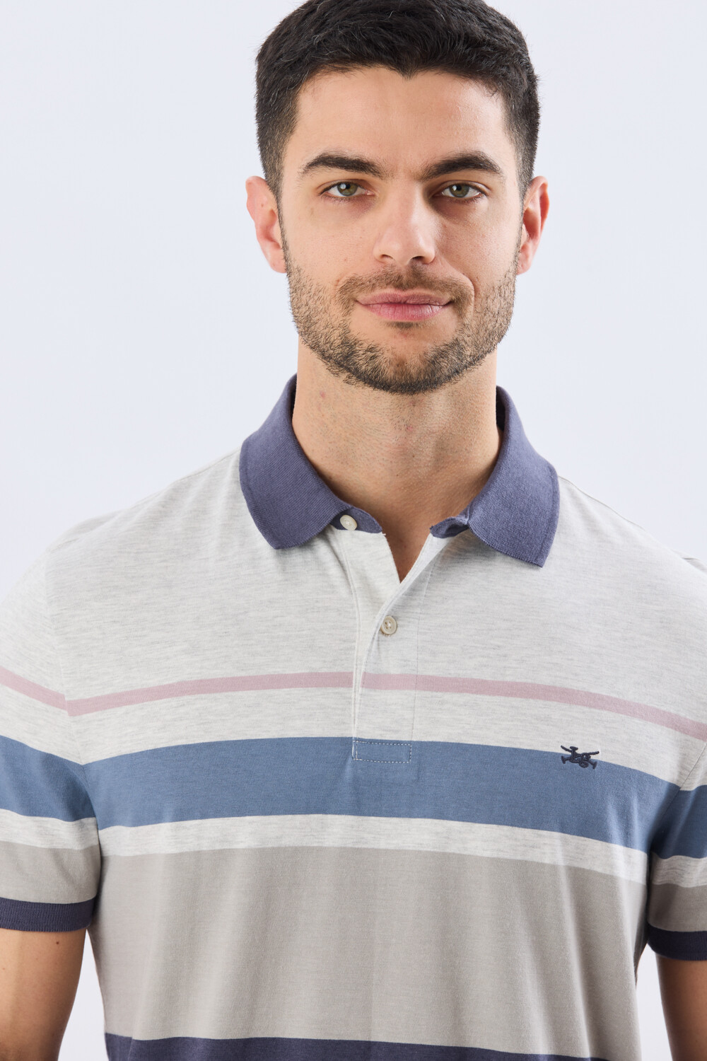 REMERA POLO RAYADA JERSEY Gris