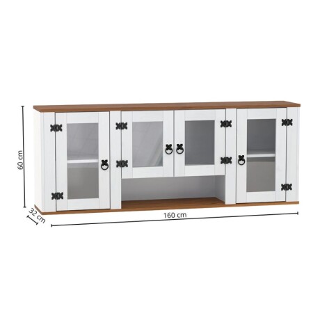 Promo Áereo 4 Puertas + Bajo Mesada Línea Naturale Blanco/Roble con Vidrios