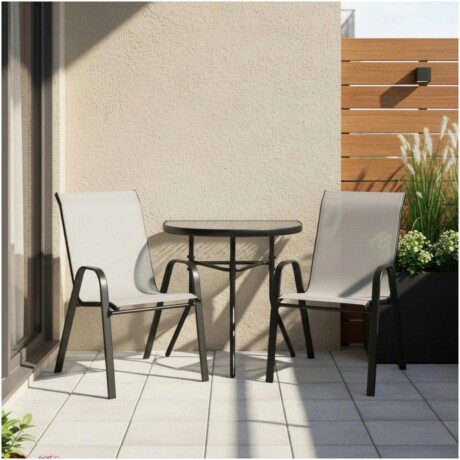 Mesa De Jardín De Vidrio Templado Esmerilado RUSTICO SC-090 - Negro Mesa De Jardín De Vidrio Templado Esmerilado RUSTICO SC-090 - Negro