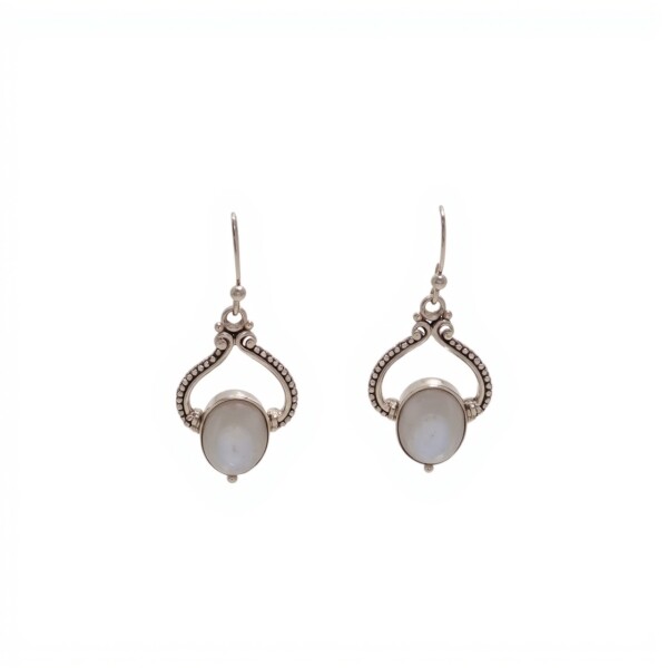 Caravanas Oval-Plata 925-Piedra luna-CA3354 conpiedra