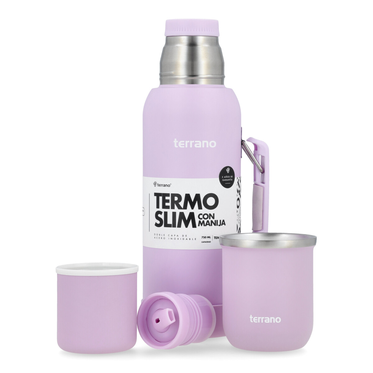 Kit Termo 750ML Con Base De Silicona + Mate Sicilia - Lila 