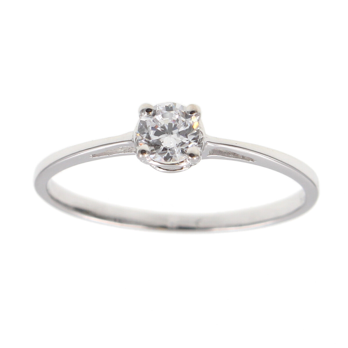 Anillo solitario cuatro puntas en oro blanco 18k con con circonia (adaptamos nuestros anillos a medida*) 