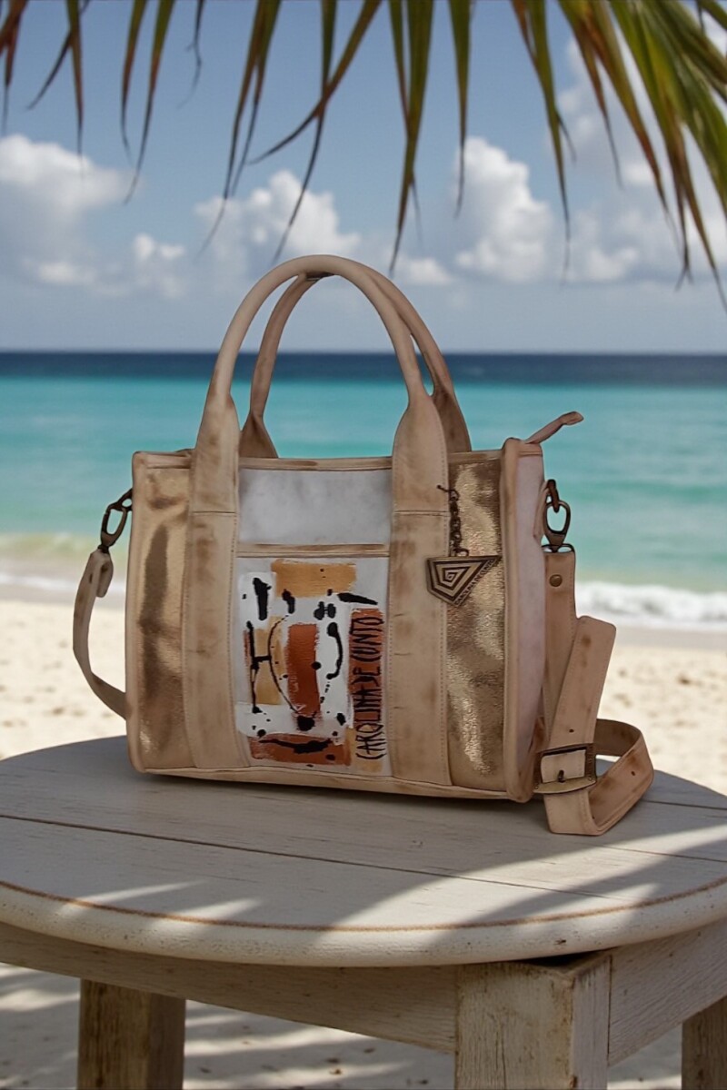 Cartera TALI Natural Con Arte Pintado A Mano 