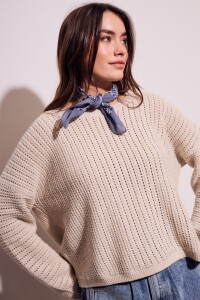 Sweater Texturado Lurex Beige Melange