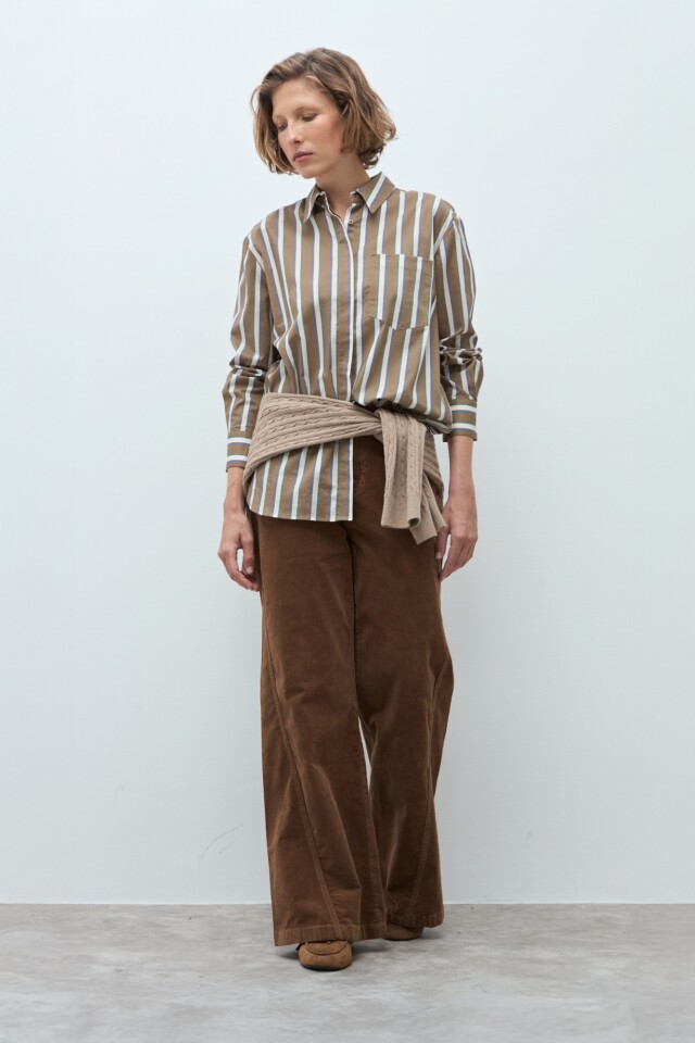 Camisa rayada khaki