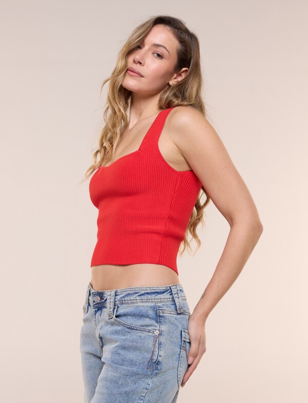 Musculosa Acanalada Escote Corazón ROJO
