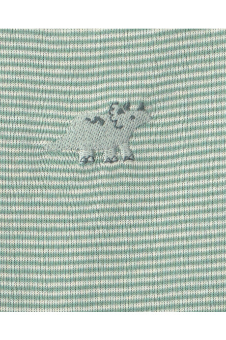 Set tres piezas de algodón, pantalón y bodies, verde y crema, diseño dinos Sin color