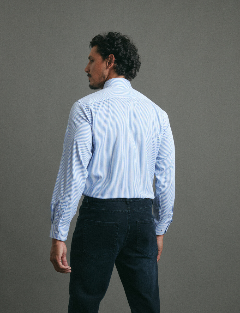 012687 CAMISA HARRINGTON LABEL Celeste/blanco