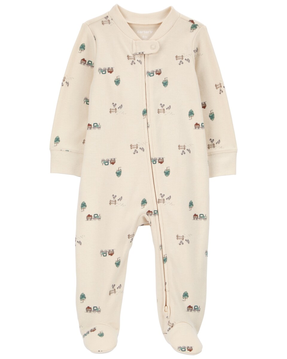 Pijama una pieza de algodón, con pie, diseño campo 