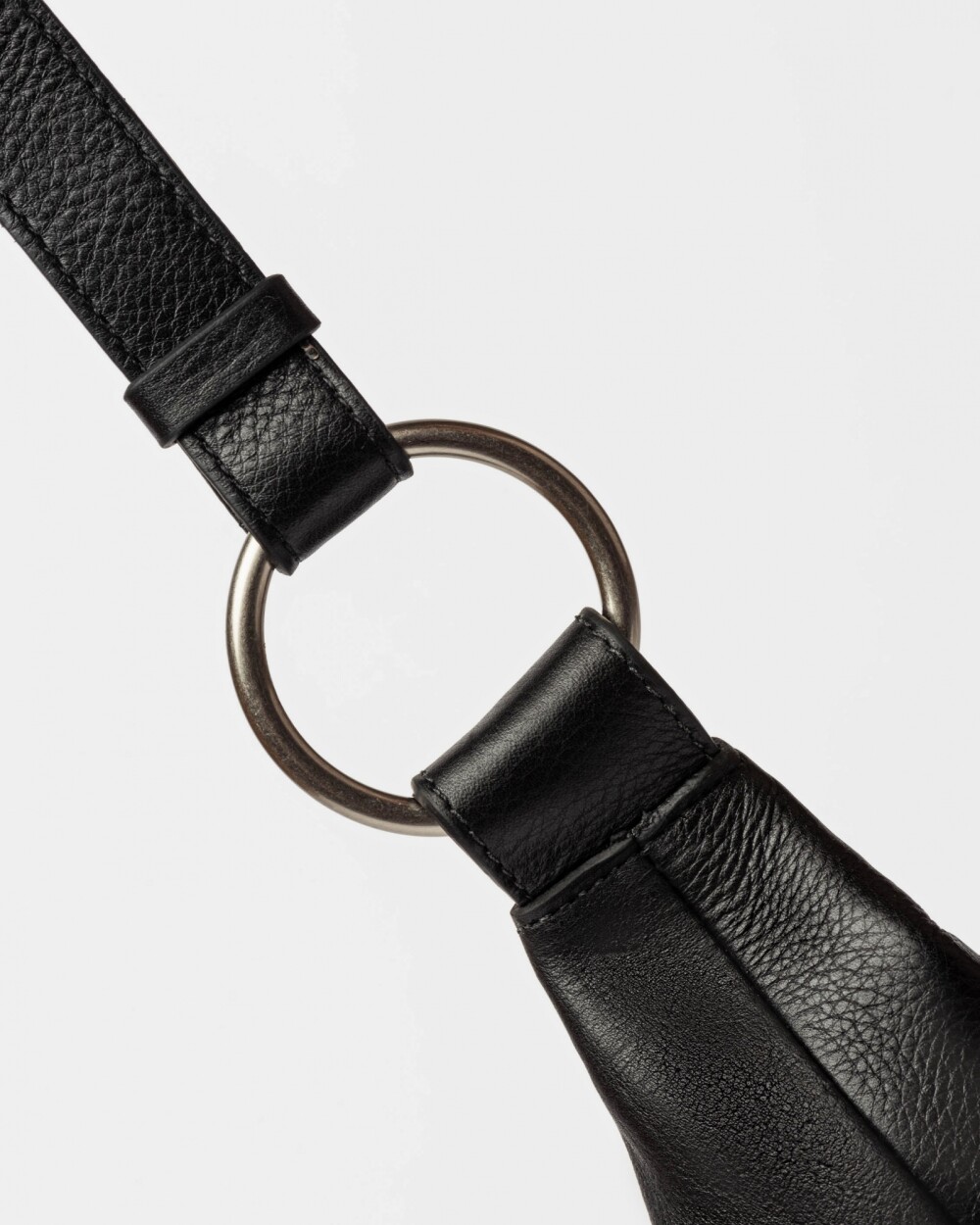 Bandolera Bambú En Cuero Satinado Negro