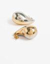 Aros Colgantes Cortos Metal Aros Cortos De Acero Biplating - Combinacion Bicolor