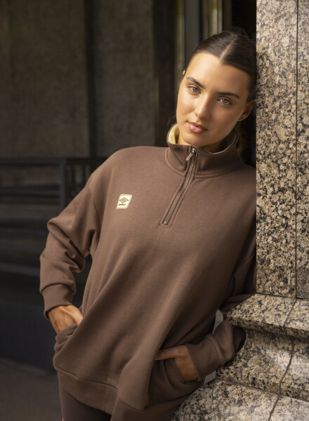 Buzo medio cierre terra Marron