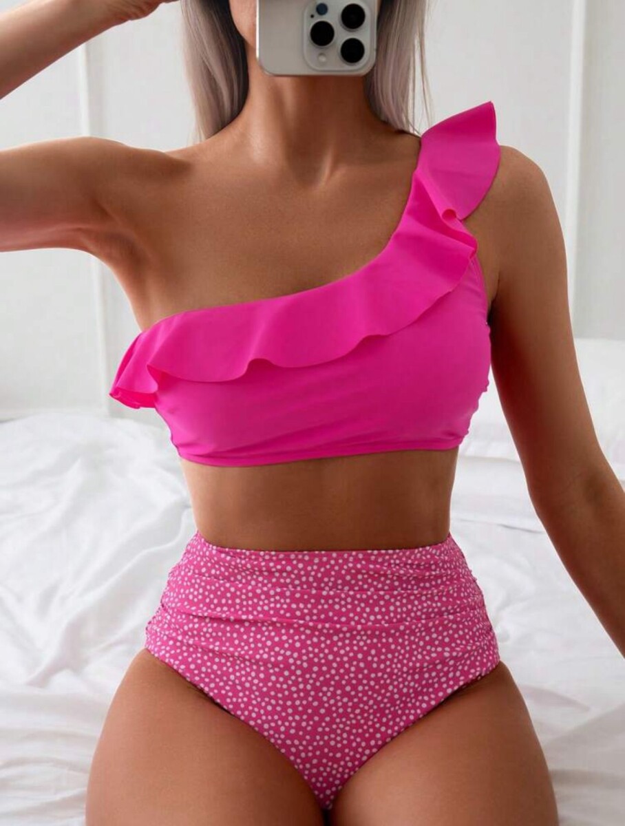 Bikini GLOW - un hombro -tiro alto 