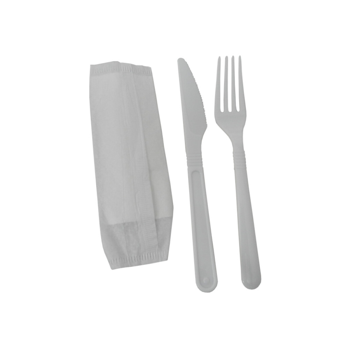 SET TENEDOR CUCHILLO Y SERVILLETA BLANCO LINEA FUERTE 