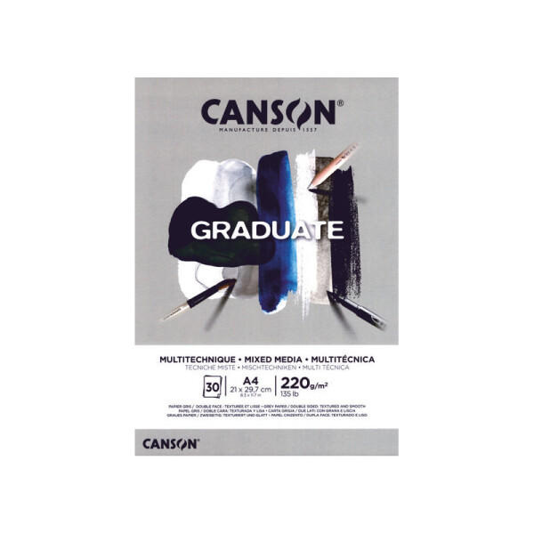 Block CANSON Graduate Mix media gris Única