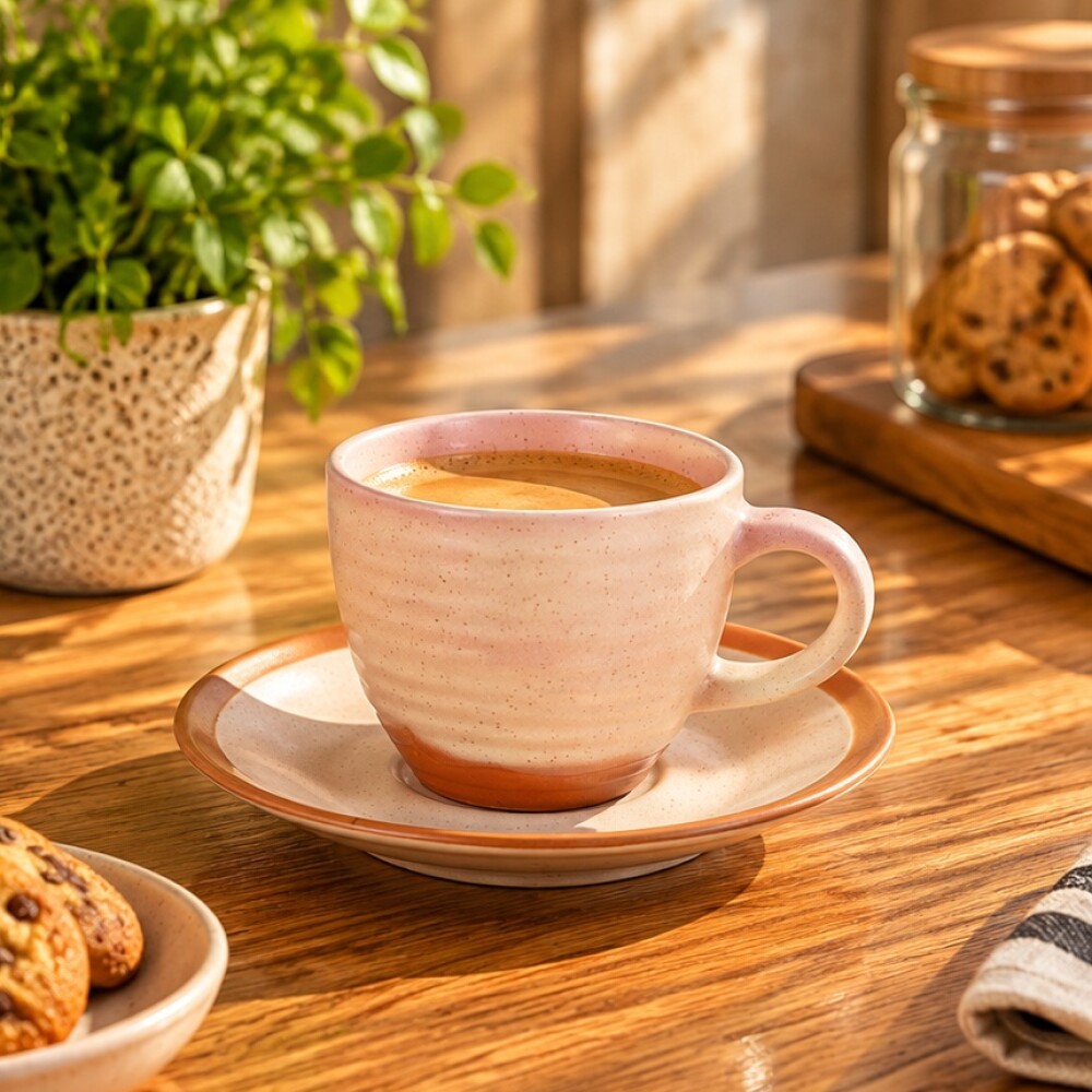 Taza de café con plato 80 ml colores surtidos Taza de café con plato 80 ml colores surtidos