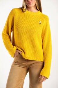 Sweater Algodon Con Bordado Amarillo