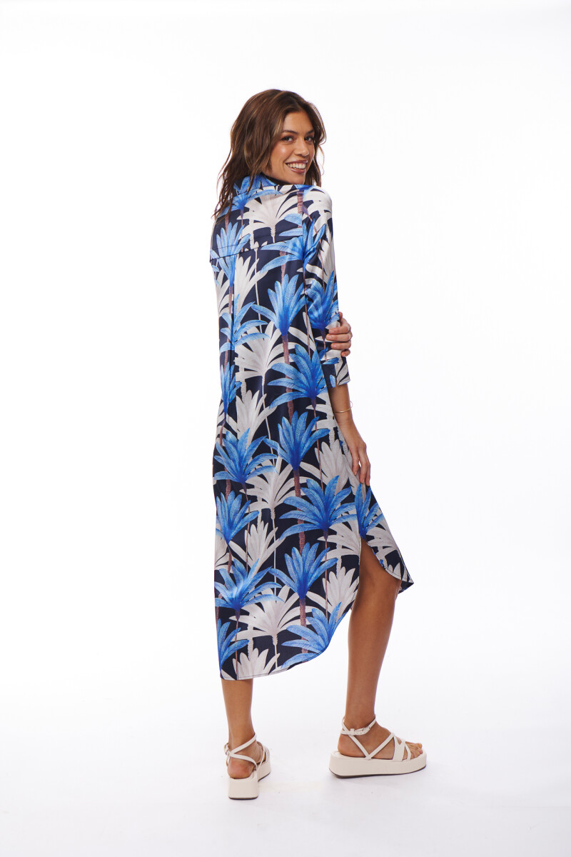 VESTIDO IRINA ESTAMPADO NEGRO Y AZUL