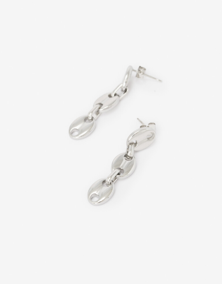 Aros Colgantes Largos Metal Aros Colgantes De Acero - Plateado