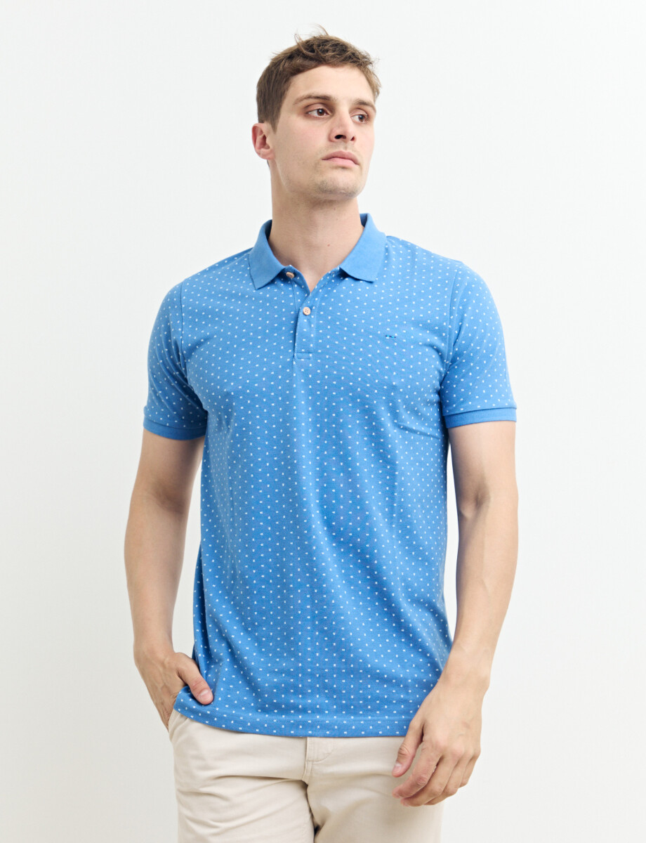 520752 REMERA HARRINGTON LABEL Azul Piedra Melange