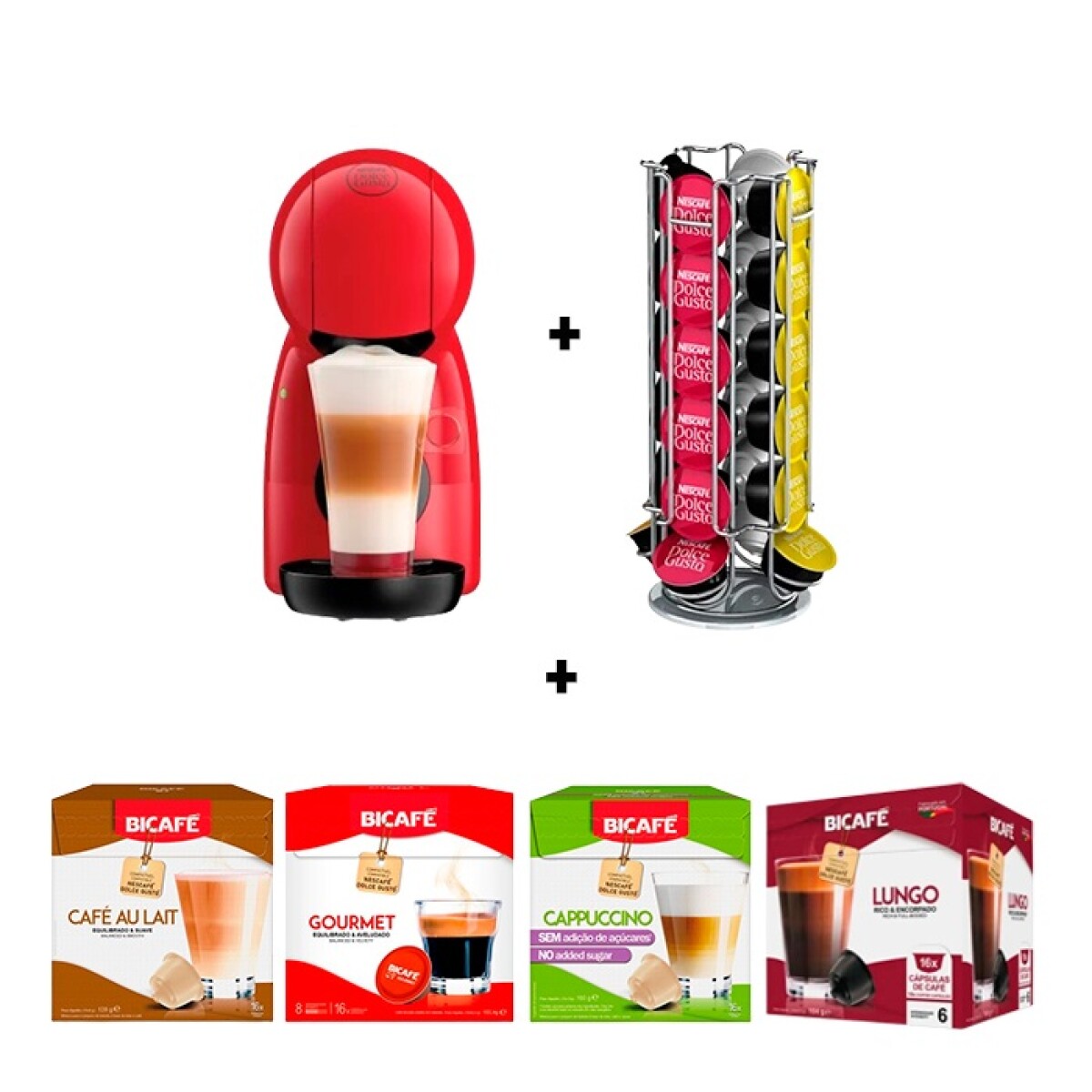 Kit Cafetera Dolce Gusto Piccolo Xs Soporte y 4 Cajas de Cápsulas 