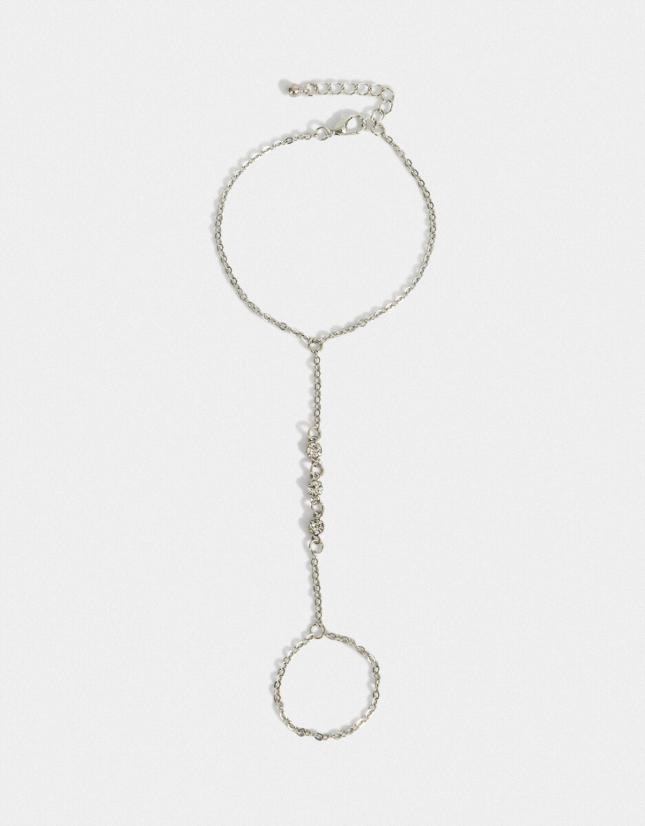 Pulsera Flexible Strass Con Anillo 