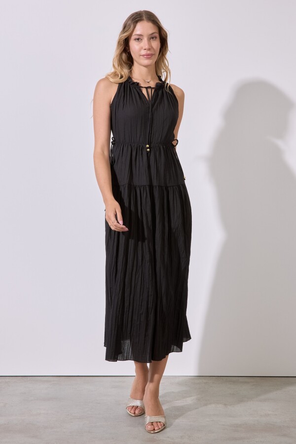 Vestido Maxi Plisado NEGRO