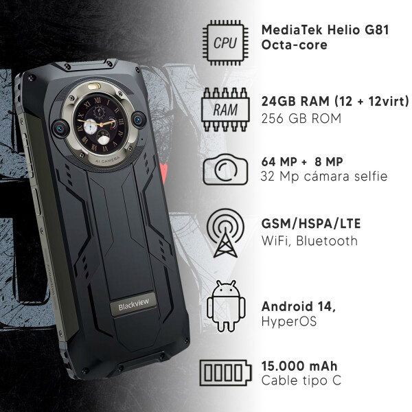 Blackview Bv9300 Pro 24gb/256gb + Regalo PK CEL BLACKVIEW BV9300PRO NEGRO +REGALO