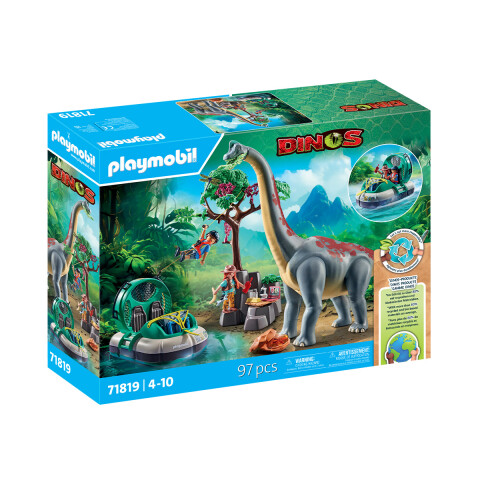 Exploradores con Aerodeslizador de Dinosaurio Braquiosaurio Playmobil 97 Piezas U