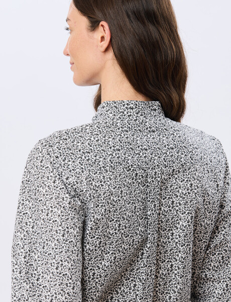 CAMISA ESTAMPADA CON FRUNCES Negro