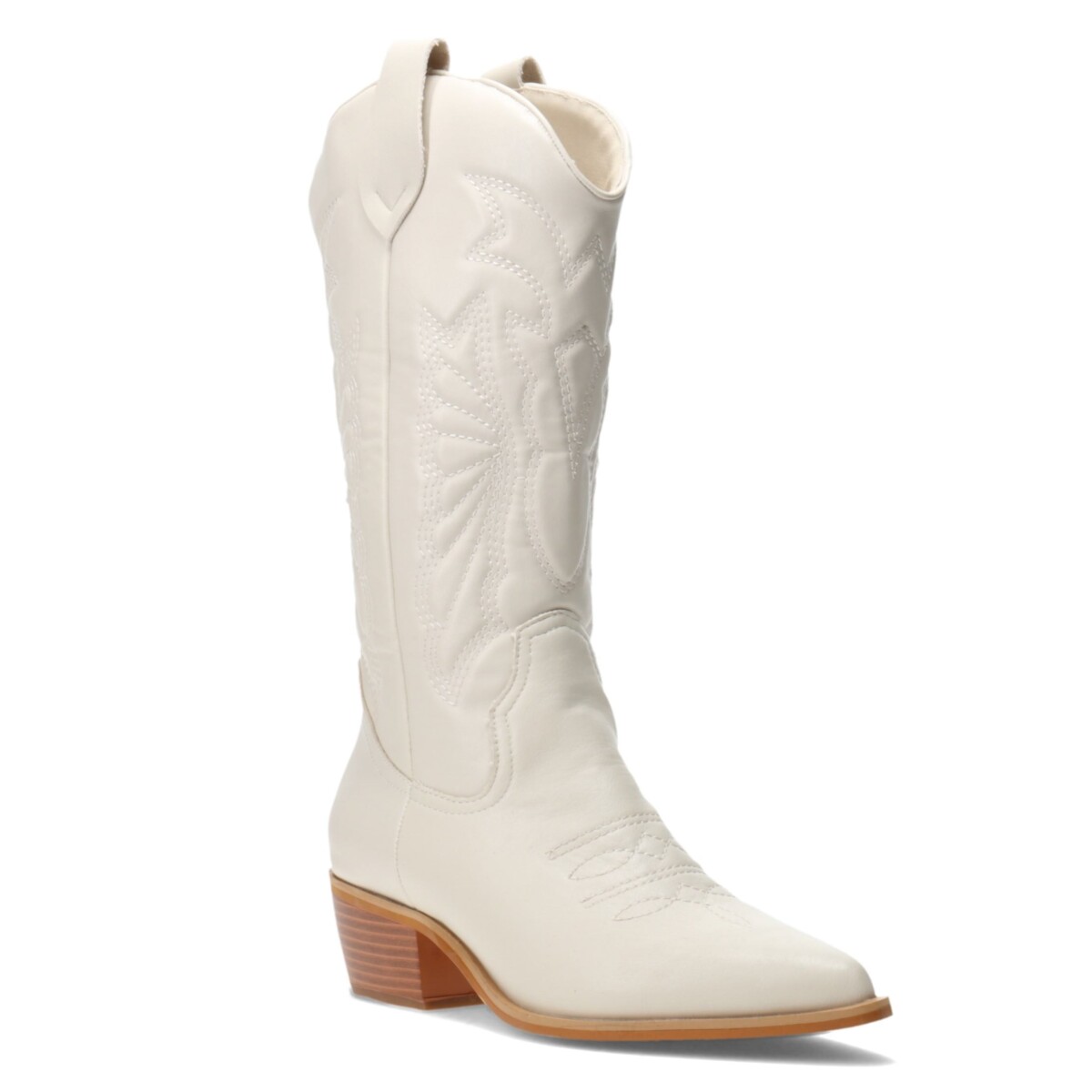 Bota de Mujer Miss Carol EDNA tejana con diseño en la caña - Beige 