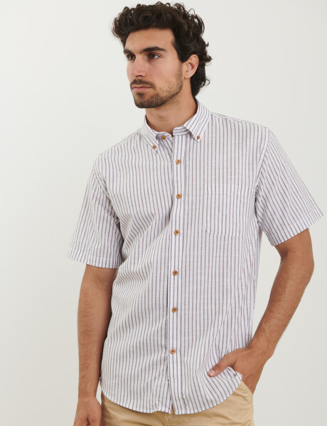 012507 CAMISA HARRINGTON LABEL Tostado / Blanco