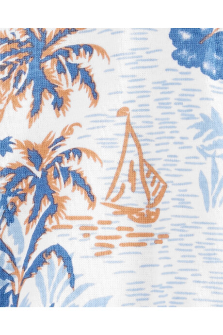Pijama una pieza de algodón, diseño tropical Sin color