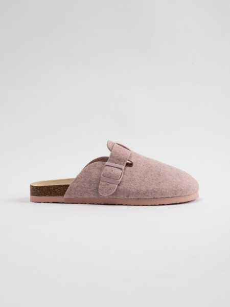 Zueco fieltro hebilla Rosa